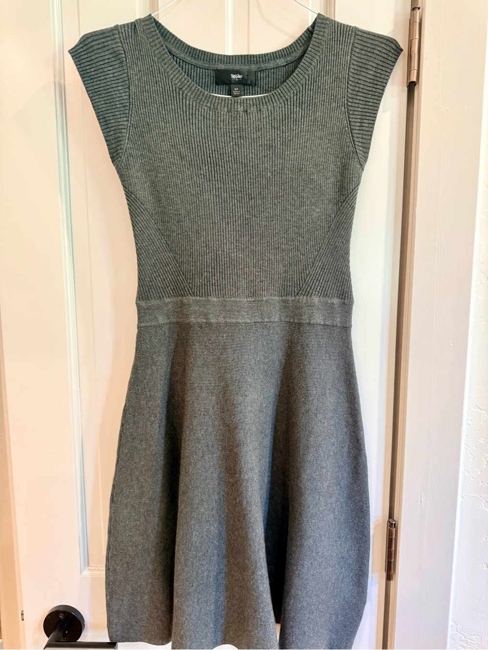 Mossimo Grey Cap-Sleeve Knit Fit & Flare Dress